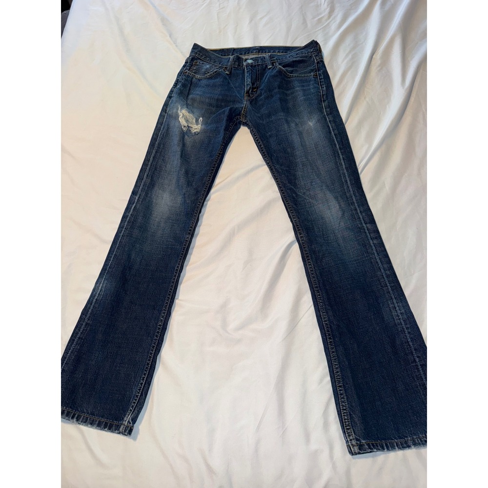 Levis 527 Slim Bootcut Jeans Mens 29x30 Dark Wash Distressed Denim